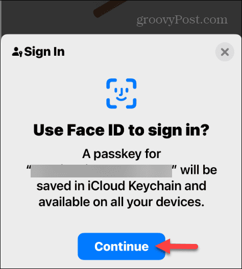استمر في استخدام Face ID لتسجيل الدخول باستخدام مفاتيح المرور