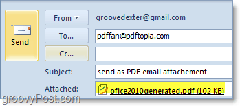 إرسال ملف PDF تم تحويله وإرفاقه تلقائيًا في Outlook 2010