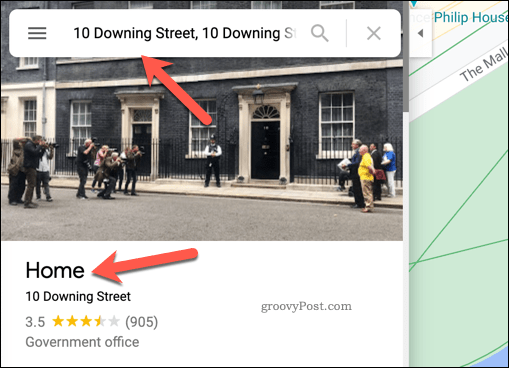 مثال على عنوان المنزل في خرائط جوجل