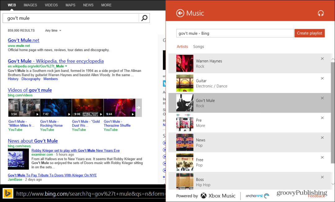 استخدم Bing لإنشاء قوائم تشغيل موسيقى Xbox في Windows 8.1