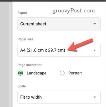 عيّن حجم الورق في معاينة طباعة أوراق Google