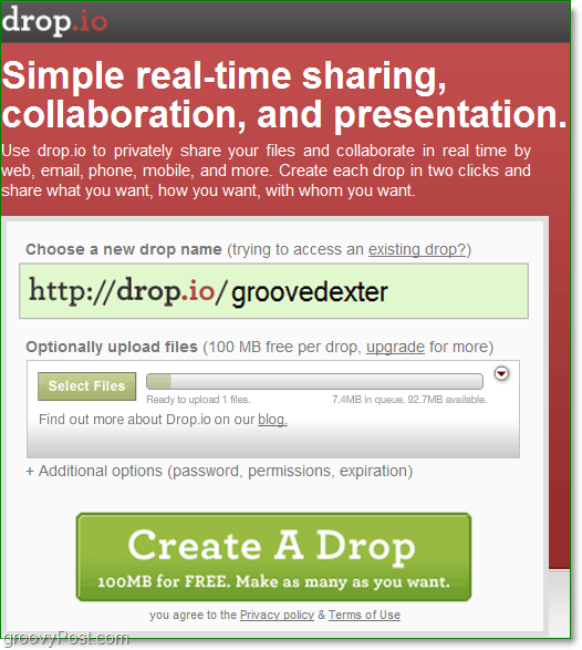 كيفية التسجيل للحصول على تعاون مجاني عبر الإنترنت باستخدام drop.io