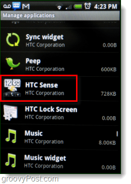 فتح إعدادات استشعار HTC