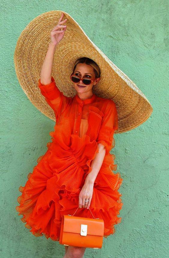 مزيج فستان برتقالي