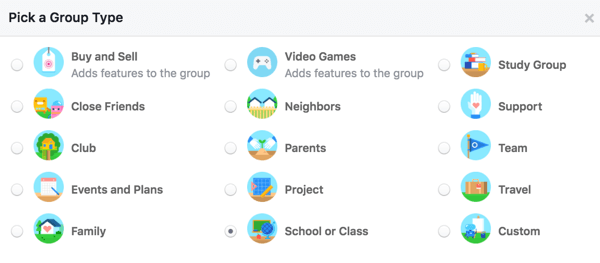 اختر نوع المجموعة للسماح للمستخدمين بمعرفة المزيد عن مجموعتك.