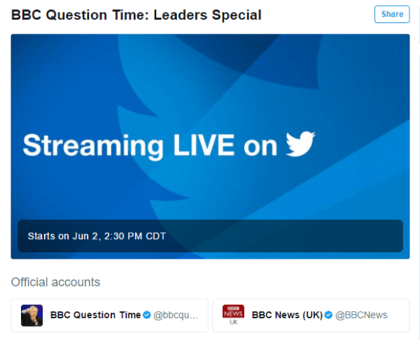 تويتر وبي بي سي يعلنان عن شراكة البث المباشر الأولى.