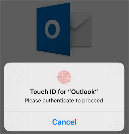 المس معرف Outlook iPhone