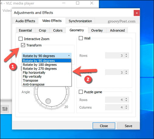 ضبط التدوير المسبق في VLC على Windows
