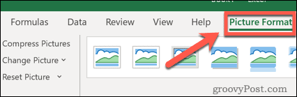 علامة التبويب تنسيق صورة Excel