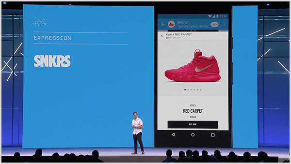 تقول مولي بيتمان إن مؤتمر مطوري Facebook F8 يعرض الاستخدامات المستقبلية لروبوتات الدردشة. استعرض المؤتمر ميزة تسوق الأحذية الرياضية مع الواقع المعزز في Messenger.
