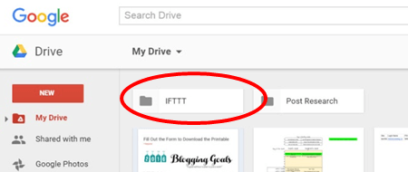 google drive افتح مجلد ifttt