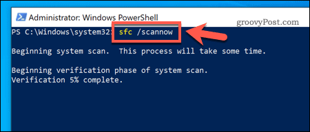 استخدام أداة SFC على نظام التشغيل Windows 10