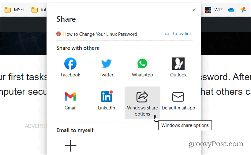 Windows Share خيار المشاركة القريبة