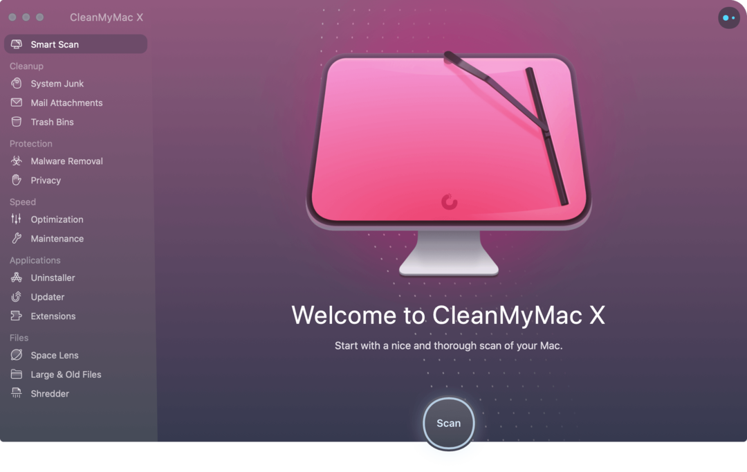 واجهة CleanMyMac X الأمامية