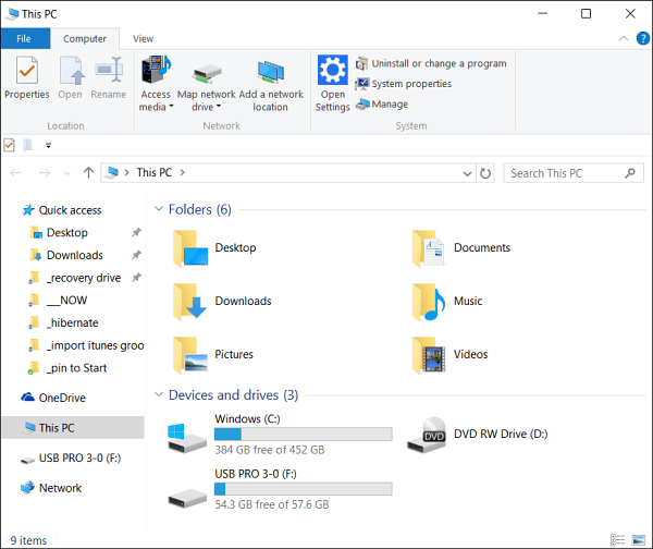 اجعل مستكشف ملفات Windows 10 مفتوحًا على هذا الكمبيوتر بدلاً من الوصول السريع