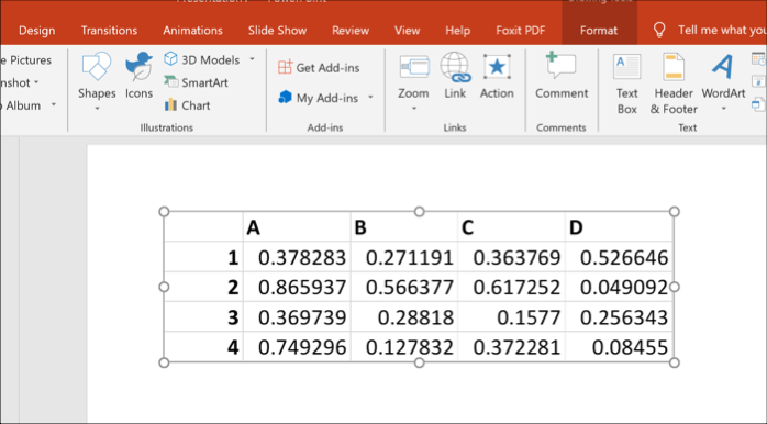 بيانات Excel ككائن في PowerPoint