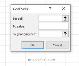 نافذة Excel Goal Seek
