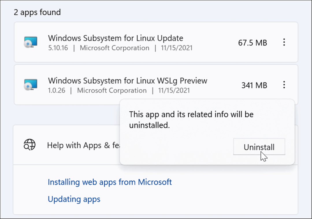 تحقق من إلغاء تثبيت Linux من Windows 11