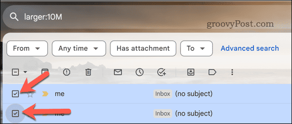 حدد رسائل البريد الإلكتروني في Gmail في نتائج البحث
