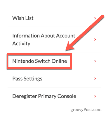 إعدادات موقع Nintendo Switch على الإنترنت