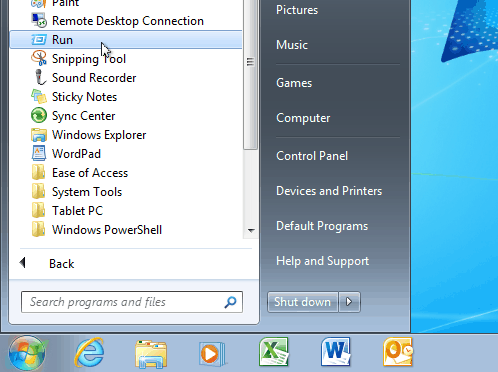 قائمة ابدأ في Windows 7