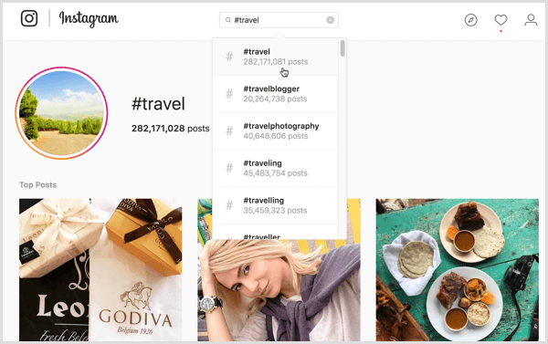 بالنسبة لبعض عمليات البحث عن علامات التصنيف في Instagram ، قد يرى مستخدمون مختلفون نتائج محتوى مختلفة.
