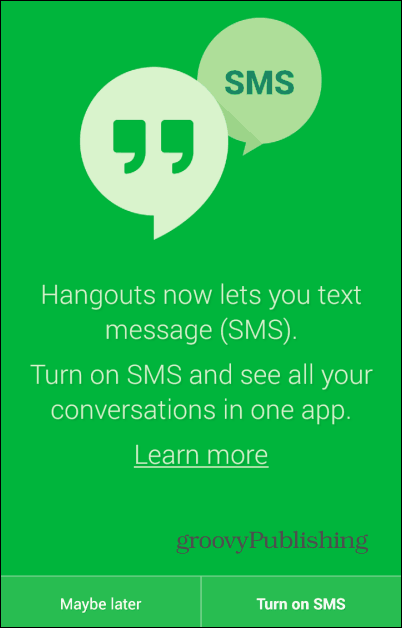 تشغيل Hangouts SMS