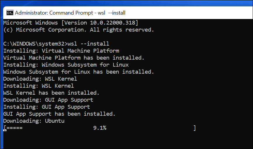 تثبيت WSL و Ubuntu
