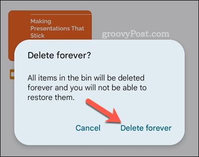 حذف ملفات Google Drive إلى الأبد