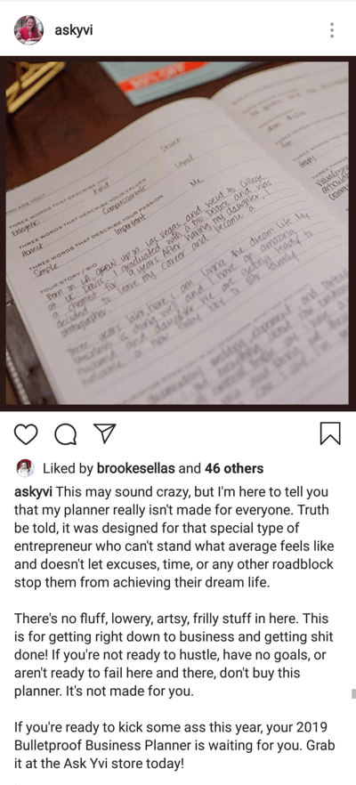 كيفية كتابة تعليق جذاب على Instagram ، الخطوة 4 ، قسّم التعليقات الطويلة إلى فقرات مثال عن طريق askyvi