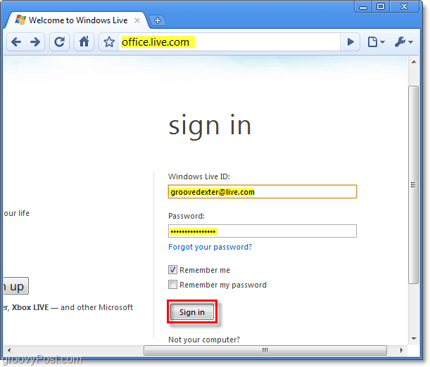تسجيل الدخول إلى Windows Live