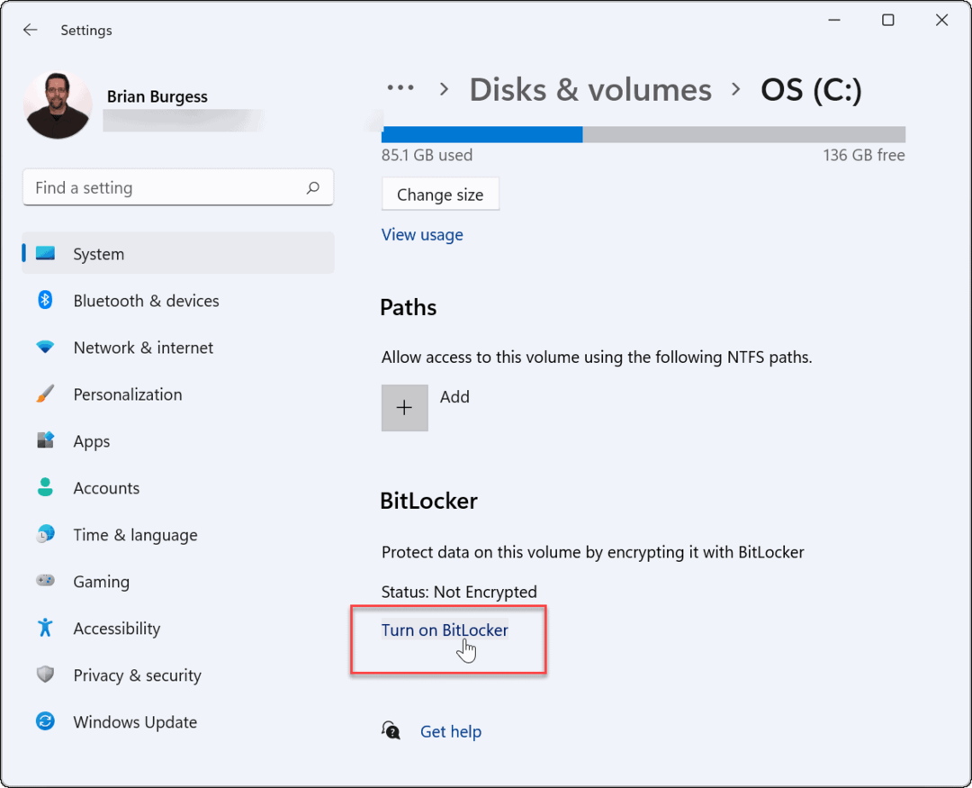 قم بتشغيل bitlocker باستخدام تشفير bitlocker في Windows 11