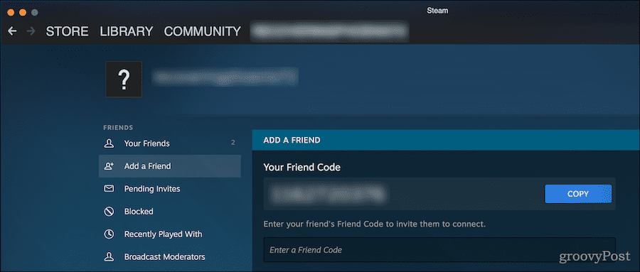 كيف تجد كود صديق على Steam