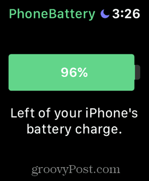 تطبيق PhoneBattery مفتوح على Apple Watch