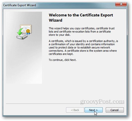تصدير شهادة Windows