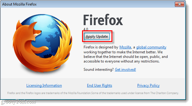 تطبيق Firefox 4 على التحديث