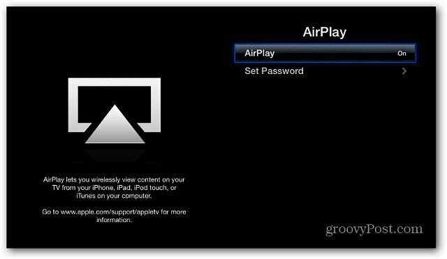 تمكين AirPlay على Apple TV