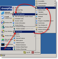 قم بتشغيل أداة إلغاء تجزئة القرص من نظام التشغيل Windows XP
