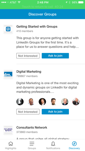 اكتشف مجموعة LinkedIn التطبيق