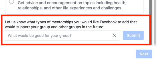 كيفية تحسين مجتمع مجموعة Facebook الخاص بك ، خيار اقتراح خيار فئة إرشاد جماعي على Facebook