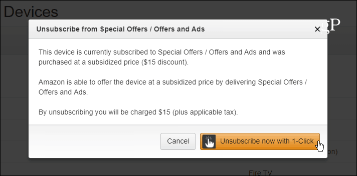 Unsubscribe Fire Tablet Ads