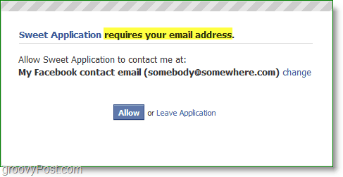 لقطة شاشة بريد إلكتروني غير مرغوب فيه على Facebook - تتطلب عنوان بريدك الإلكتروني