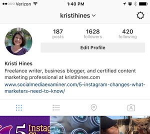 إعدادات ملف تعريف الأعمال في instagram