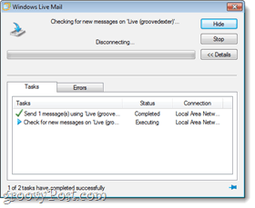 اختبار مزامنة بريد Windows Live