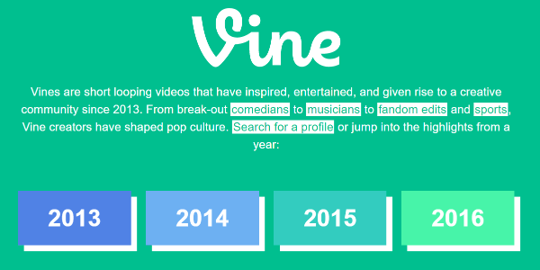 نشر Twitter بهدوء أرشيف Vine من عام 2013 حتى عام 2016 على موقع Vine.
