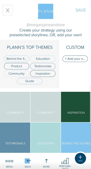 استخدم العناصر النائبة ذات الترميز اللوني في Plann للمساعدة في تخطيط محتوى موجز Instagram الخاص بك.