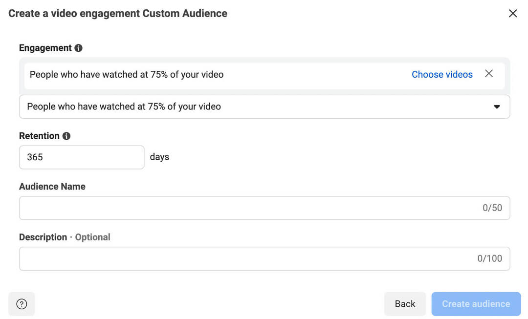 كيفية إعداد الإعلانات الوصفية للمكالمات من أجل Facebook-customer-trip-video-creatives-remarket-based-on-viewers-of-specific-videos-create-a-video-Engagement- مقطع-جمهور-مثال -5