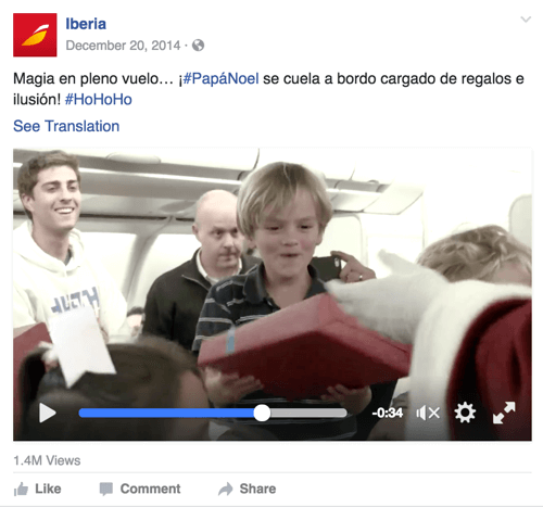 ترتبط حملة الفيديو هذه من شركة طيران أيبيريا بتأثير الأعياد.