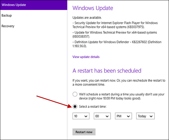 جدولة إعادة التشغيل في Windows 10