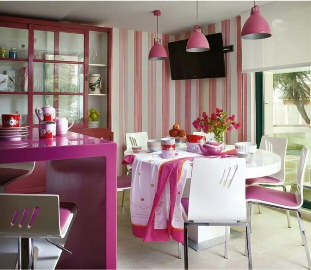 اكسسوارات المطبخ الوردي